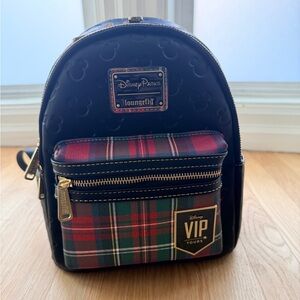 Loungefly Disney VIP Tour Plaid Mini Backpack with Gold Accents - new with tags